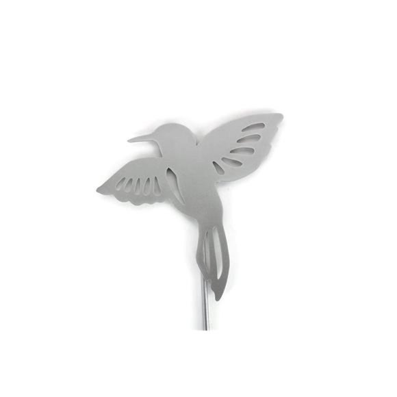 Animal Wildlife Style Steel Rustic Metal Yard Stake (Hummingbird 20", Silver) - Picture 2 of 2